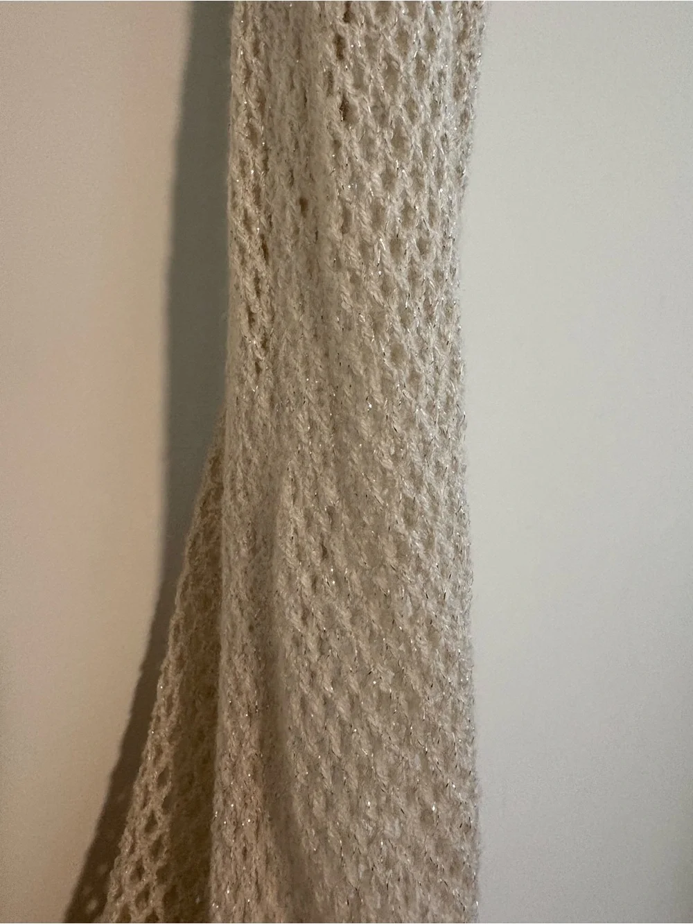 White Glitter Knit Crochet Infinity Scarf